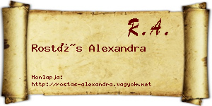Rostás Alexandra névjegykártya